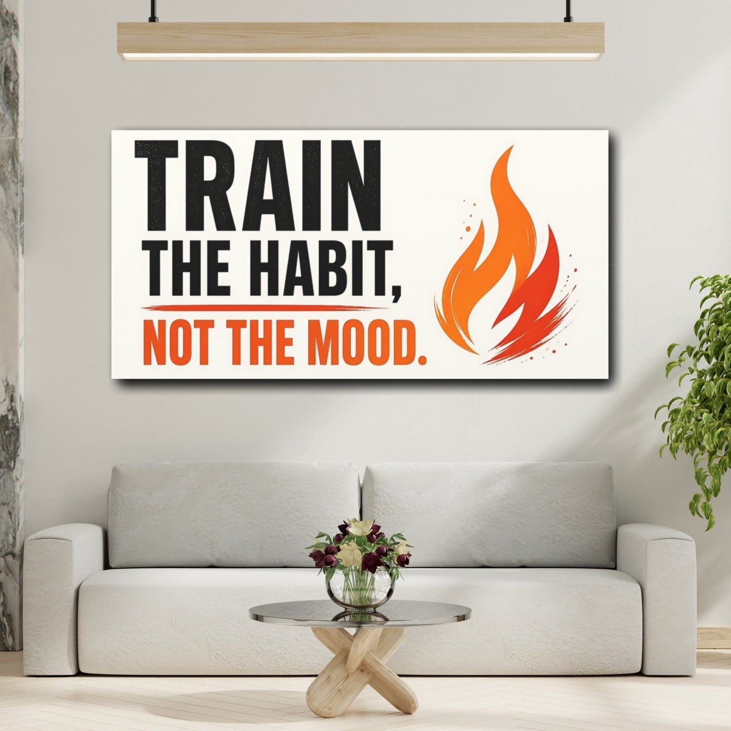 Mockup 2. Train The Habit Typography shown as canvas print