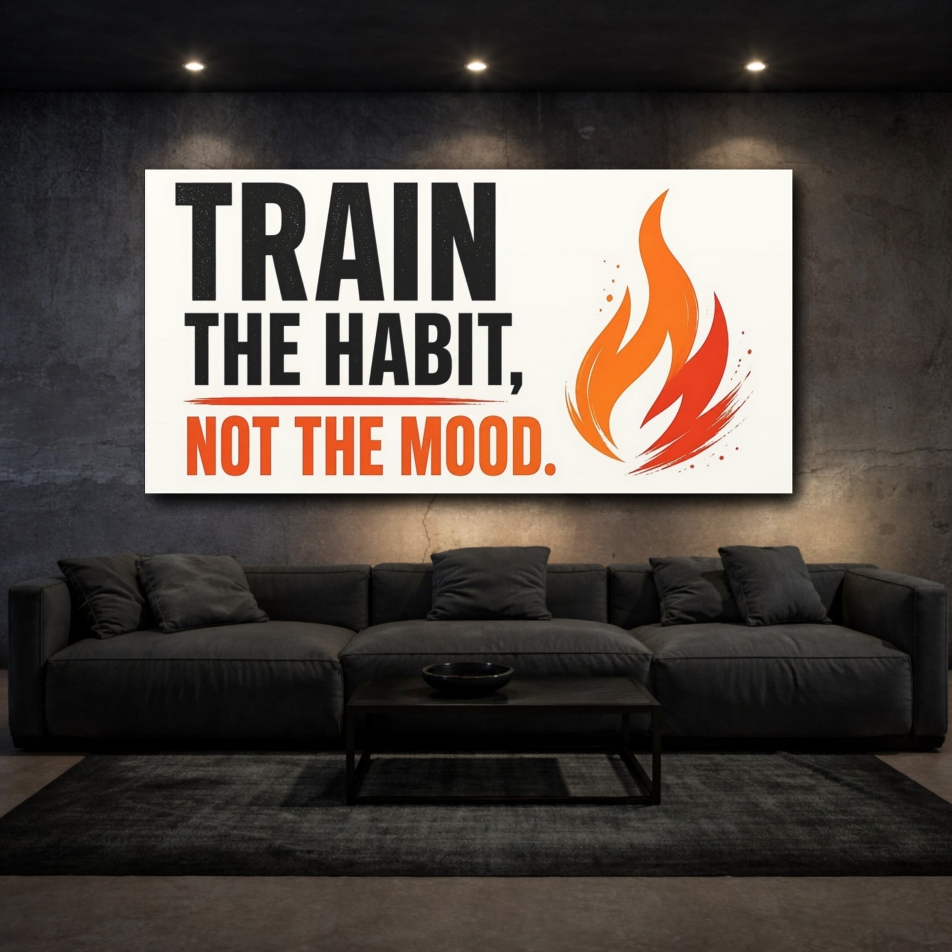 Mockup 3. Train The Habit Typography shown as canvas print