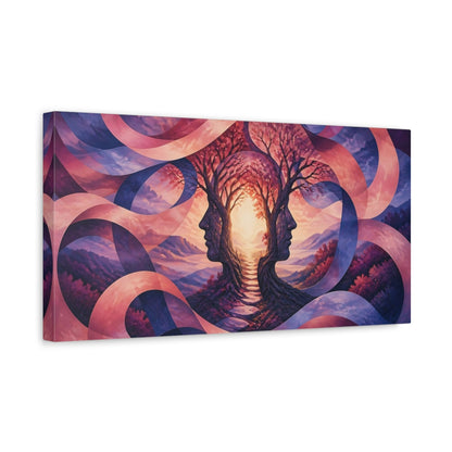 Side Mockup 3. Tree Illusion Passage shown as canvas print