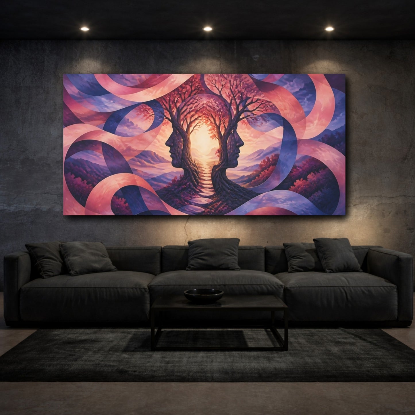 Mockup 3. Tree Illusion Passage shown as canvas print