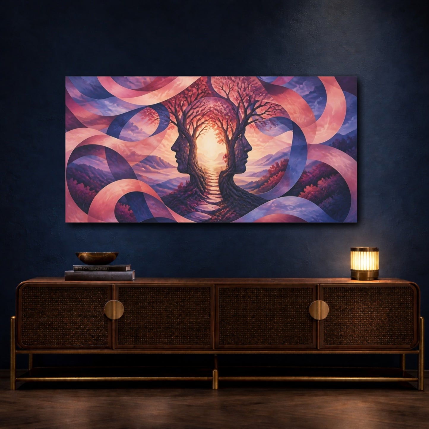 Mockup 4. Tree Illusion Passage shown as canvas print