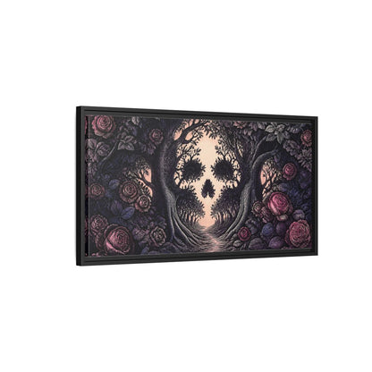 Side Mockup 2. Tree Skull Illusion shown as framed canvas print