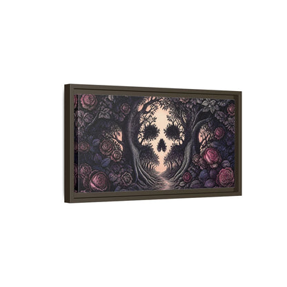 Side Mockup 7. Tree Skull Illusion shown as framed canvas print