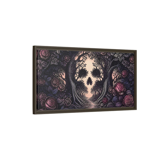 Main Mockup. Tree Skull Illusion shown as framed canvas print