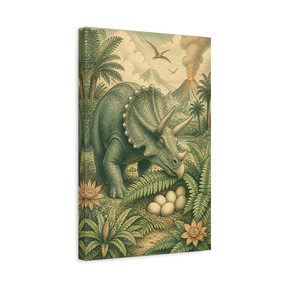 Side Mockup 4. Triceratops Kids Room Decor shown as canvas print