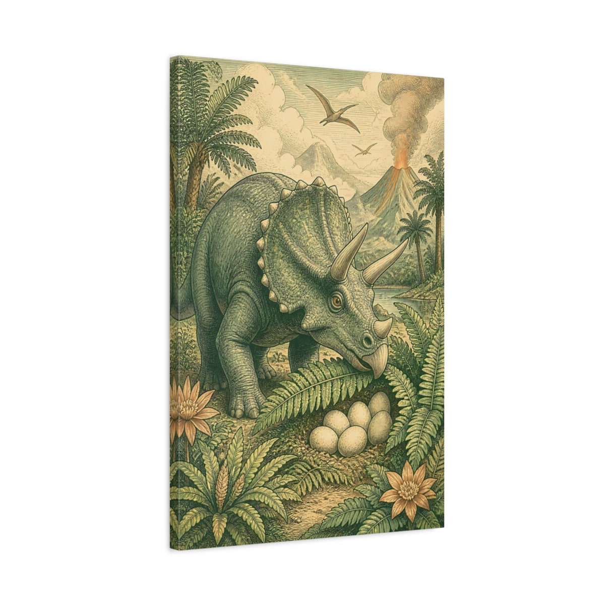 Side Mockup 2. Triceratops Kids Room Decor shown as canvas print
