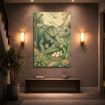 Mockup 2. Triceratops Kids Room Decor shown as canvas print