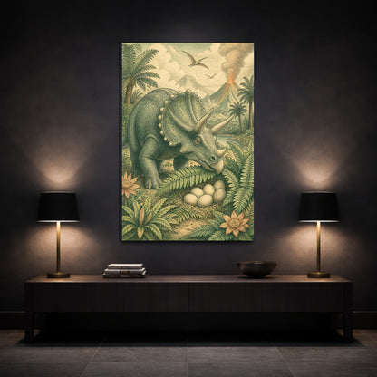 Mockup 3. Triceratops Kids Room Decor shown as canvas print