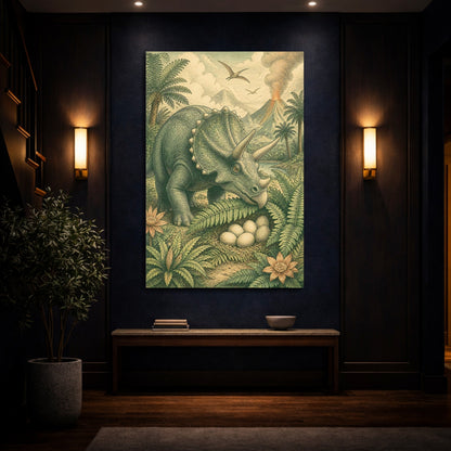 Mockup 4. Triceratops Kids Room Decor shown as canvas print