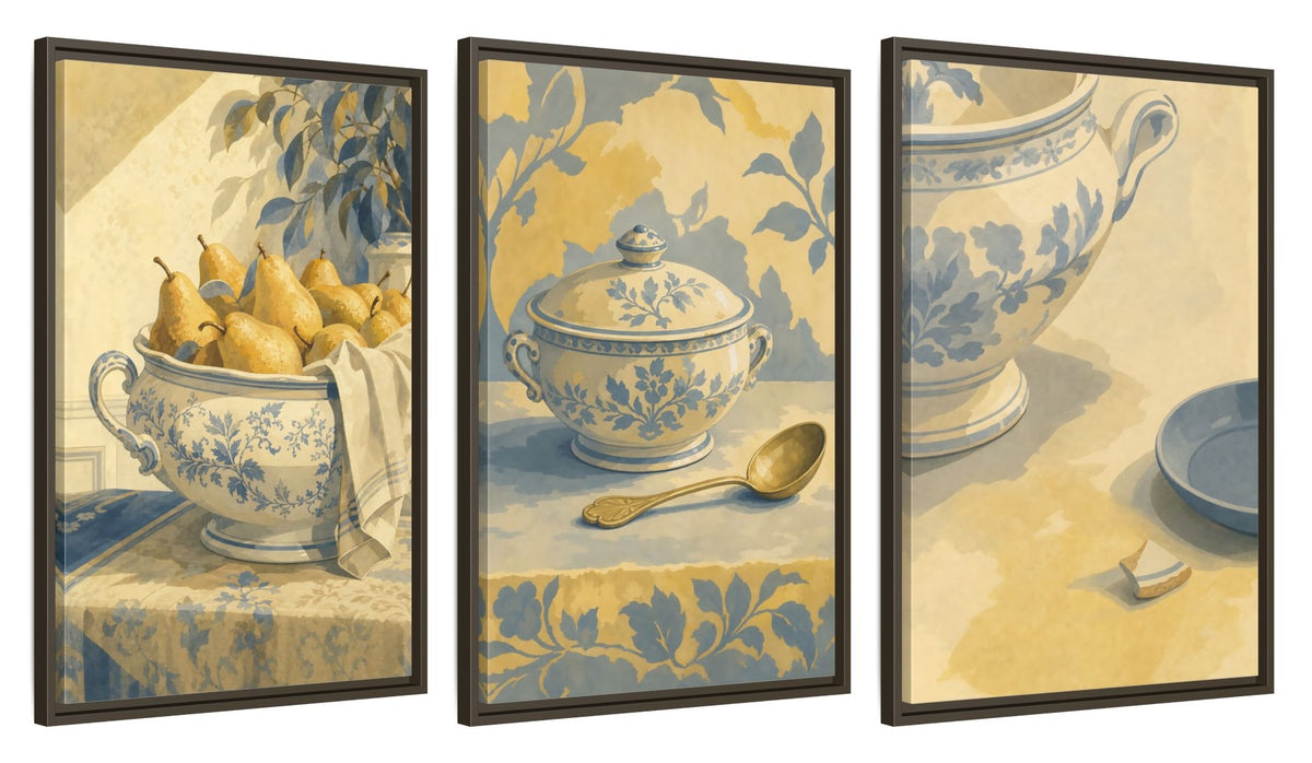 Framed canvas set of three, side view - 20x30 Inch Espresso
