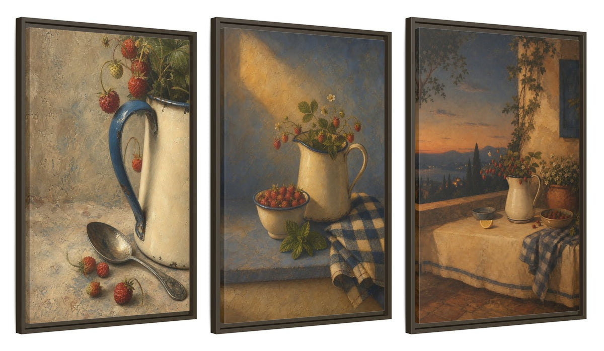 Framed canvas set of three, side view - 20x30 Inch Espresso