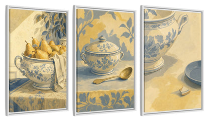 Framed canvas set of three, side view - 20x30 Inch White