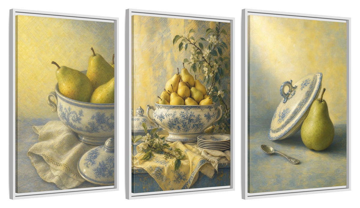 Framed canvas set of three, side view - 20x30 Inch White