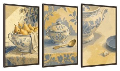 Framed canvas set of three, side view - 24x36 Inch Espresso