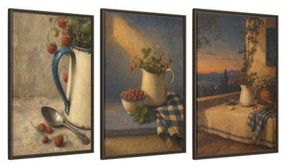 Framed canvas set of three, side view - 24x36 Inch Espresso