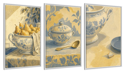 Framed canvas set of three, side view - 24x36 Inch White