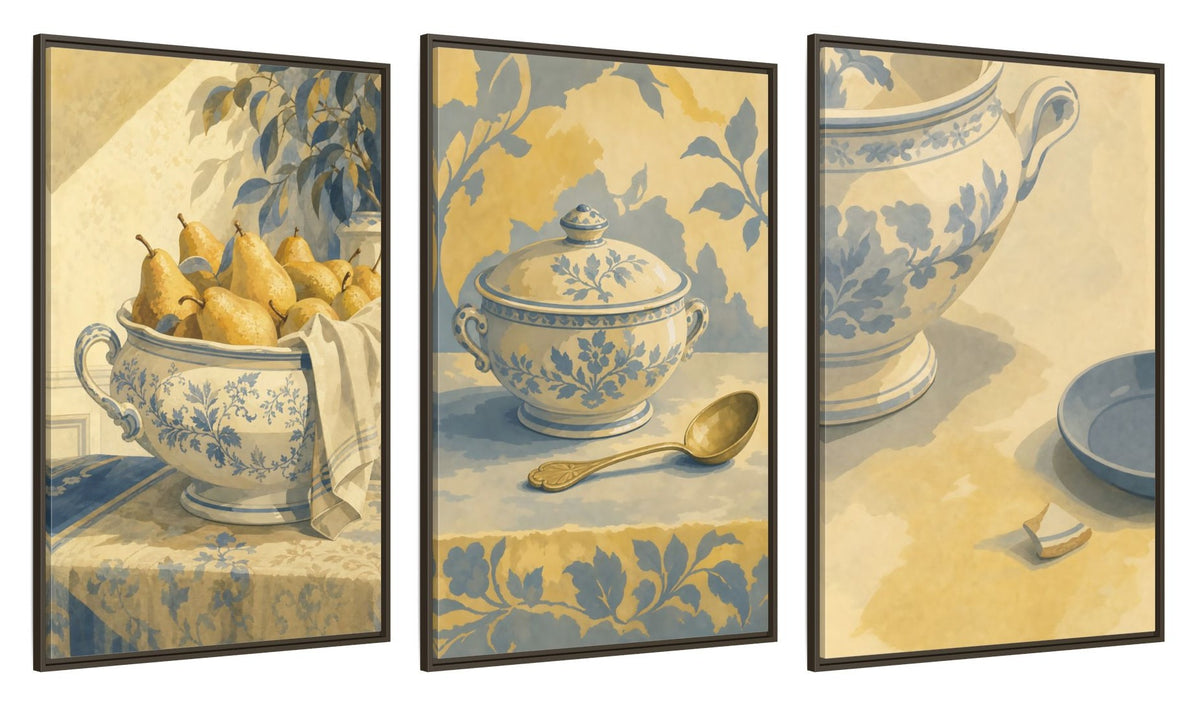 Framed canvas set of three, side view - 32x48 Inch Espresso