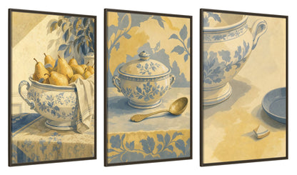 Framed canvas set of three, side view - 32x48 Inch Espresso
