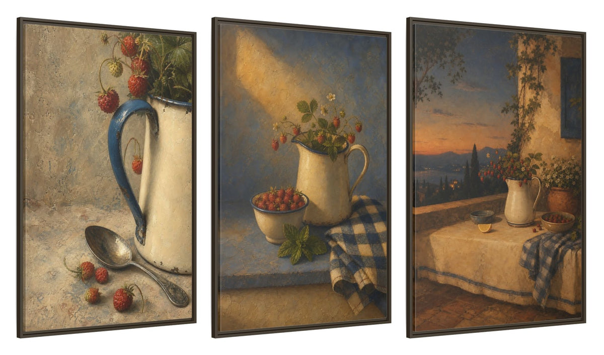 Framed canvas set of three, side view - 32x48 Inch Espresso