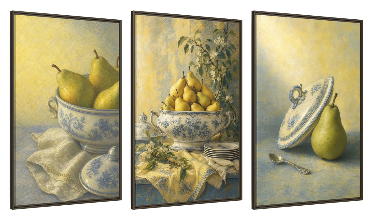 Framed canvas set of three, side view - 32x48 Inch Espresso