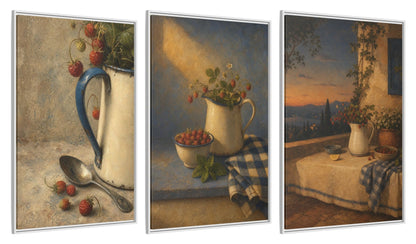 Framed canvas set of three, side view - 32x48 Inch White
