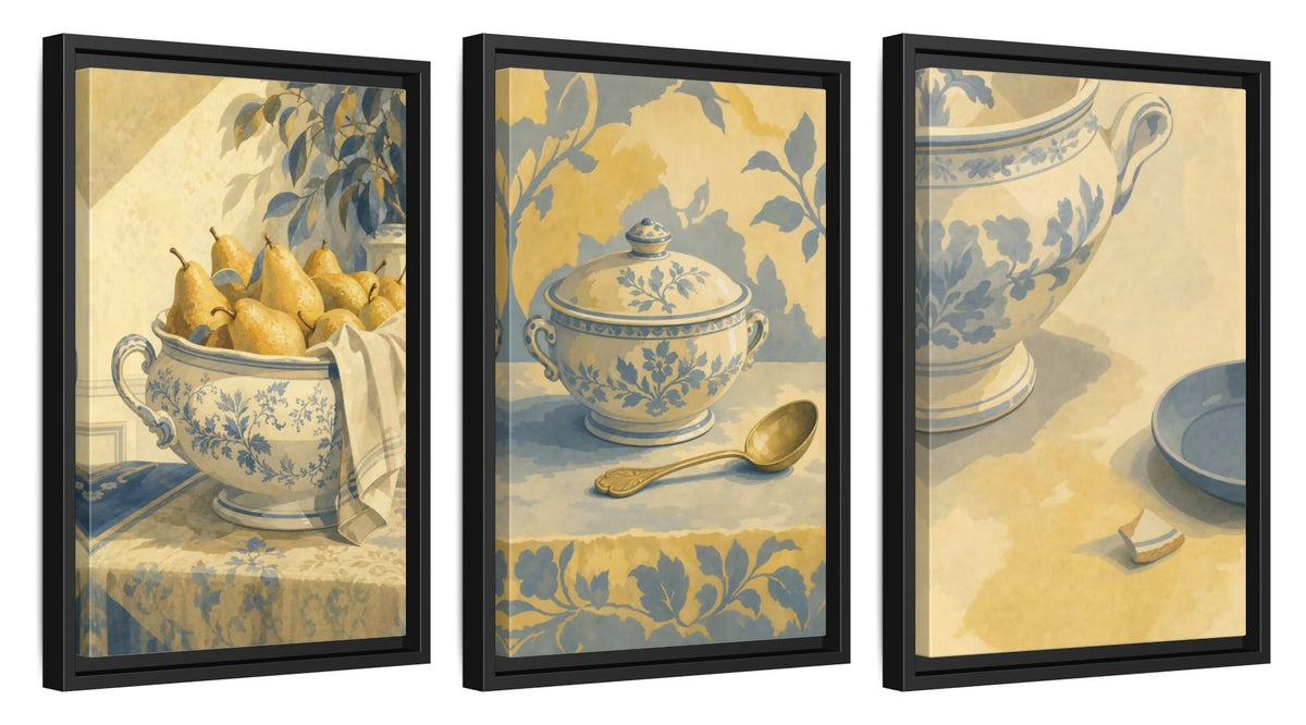 Framed canvas set of three, side view - 12x18 Inch Black