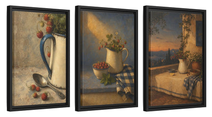 Framed canvas set of three, side view - 12x18 Inch Black