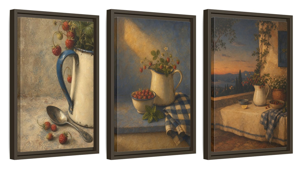 Framed canvas set of three - 12x18 Inch Espresso