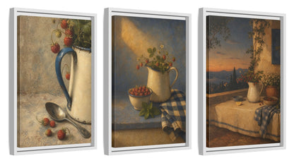 Framed canvas set of three, side view - 12x18 Inch White