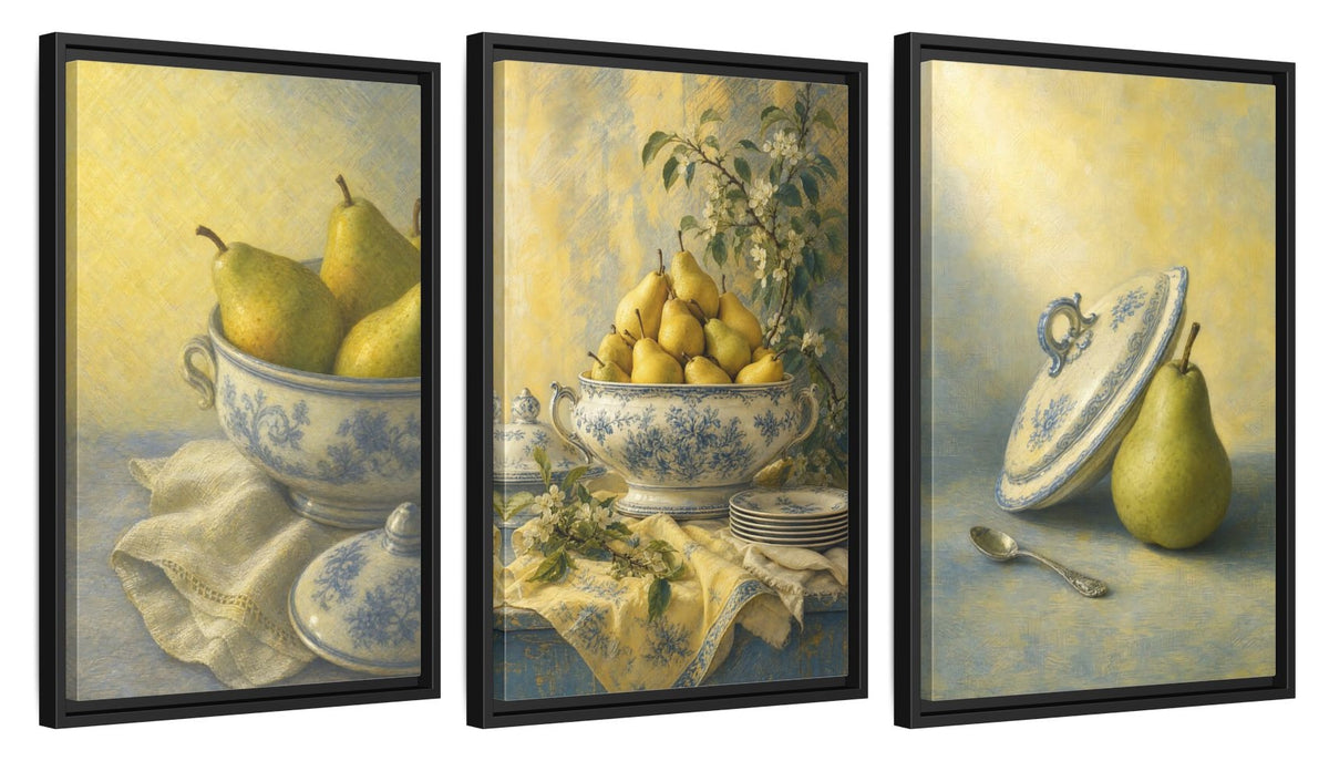 Framed canvas set of three, side view - 16x24 Inch Black