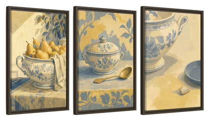 Framed canvas set of three, side view - 16x24 Inch Espresso