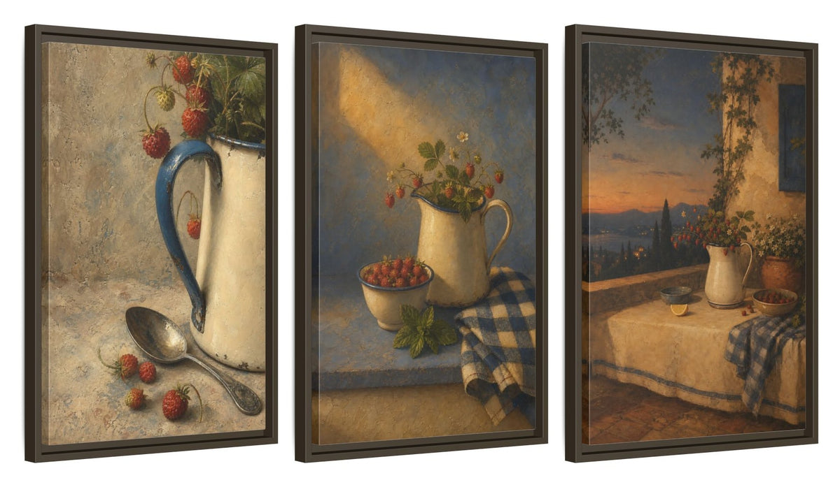 Framed canvas set of three, side view - 16x24 Inch Espresso