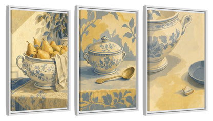 Framed canvas set of three, side view - 16x24 Inch White