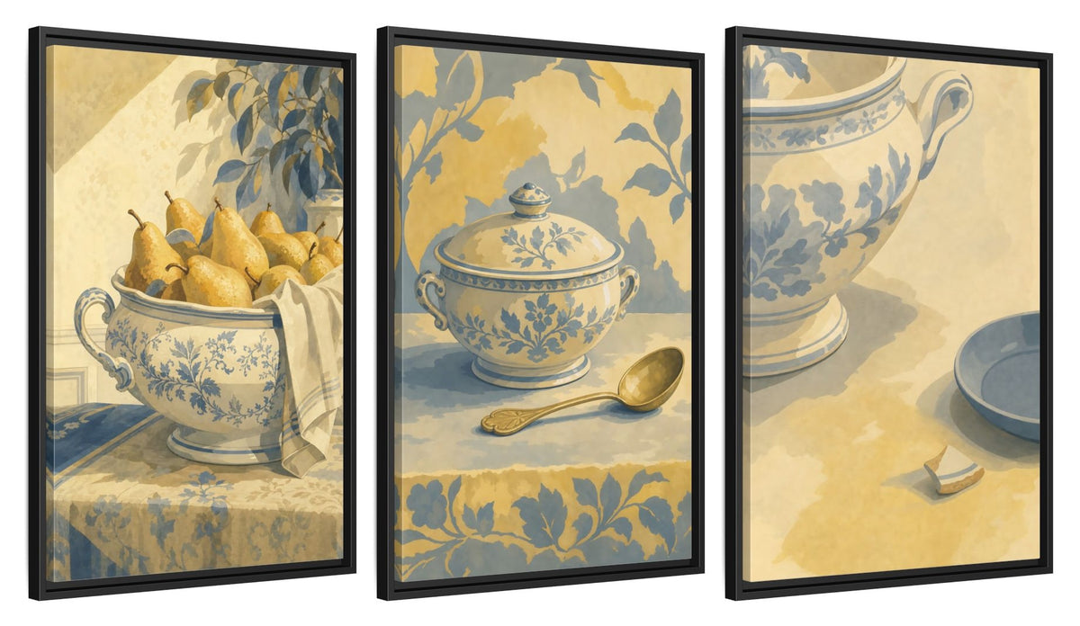 Framed canvas set of three, side view - 20x30 Inch Black