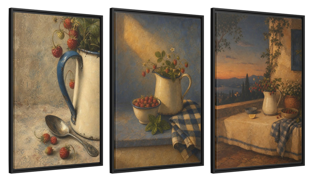 Framed canvas set of three, side view - 24x36 Inch Black
