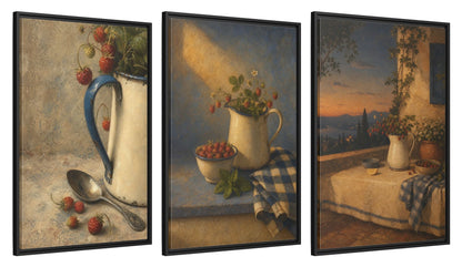 Framed canvas set of three, side view - 24x36 Inch Black