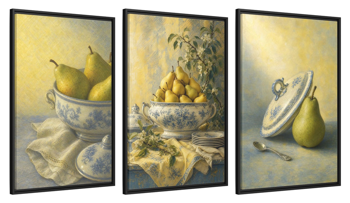 Framed canvas set of three, side view - 24x36 Inch Black