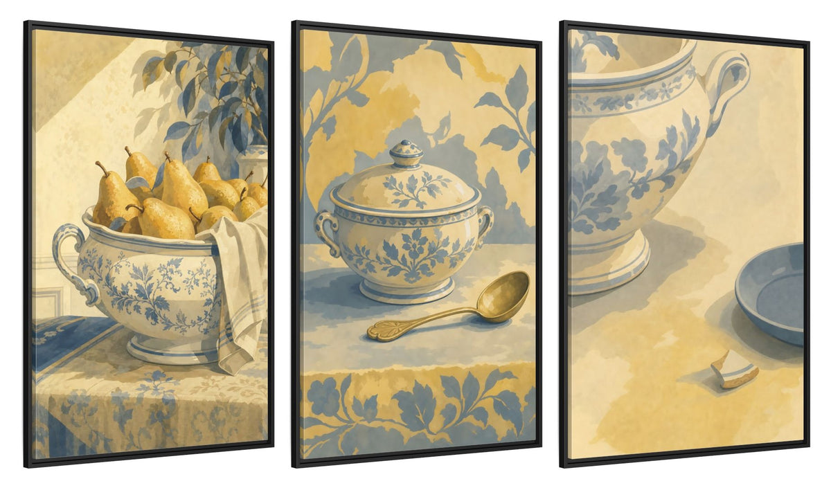 Framed canvas set of three, side view - 32x48 Inch Black