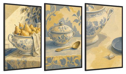 Framed canvas set of three, side view - 32x48 Inch Black