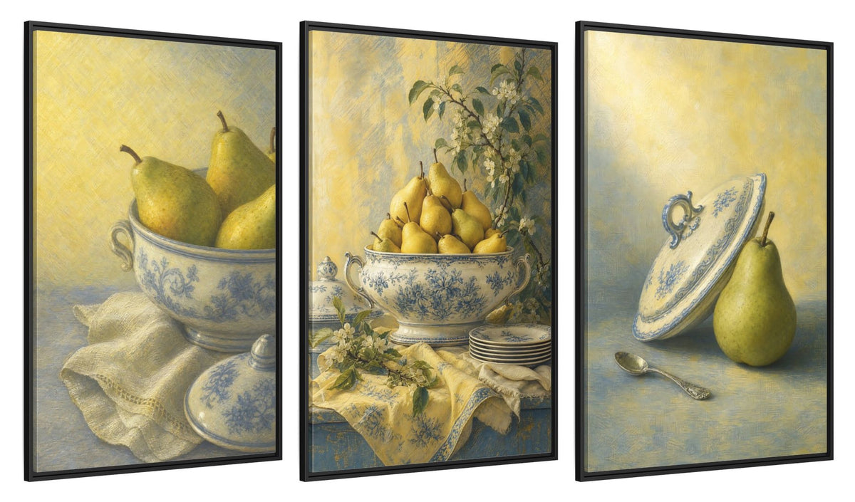 Framed canvas set of three, side view - 32x48 Inch Black