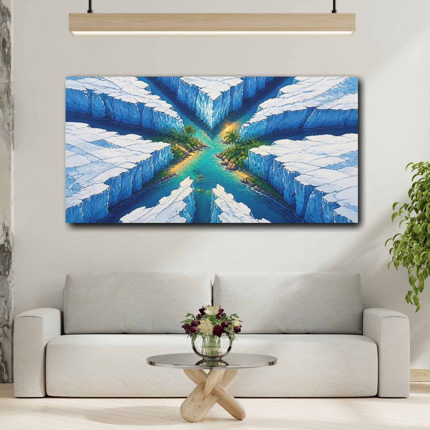 Mockup 2. Tropical Inlet In Ice Rift shown as canvas print