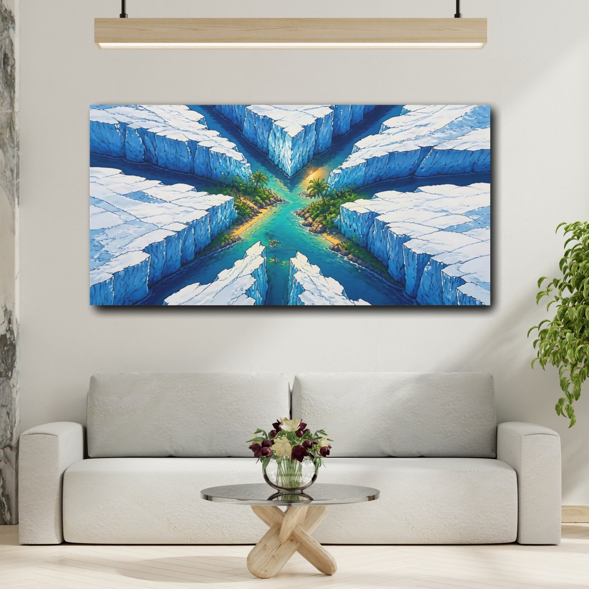 Mockup 2. Tropical Inlet In Ice Rift shown as canvas print