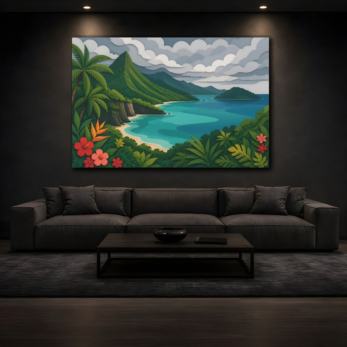 Mockup 3. Tropical Island Landscape shown as canvas print