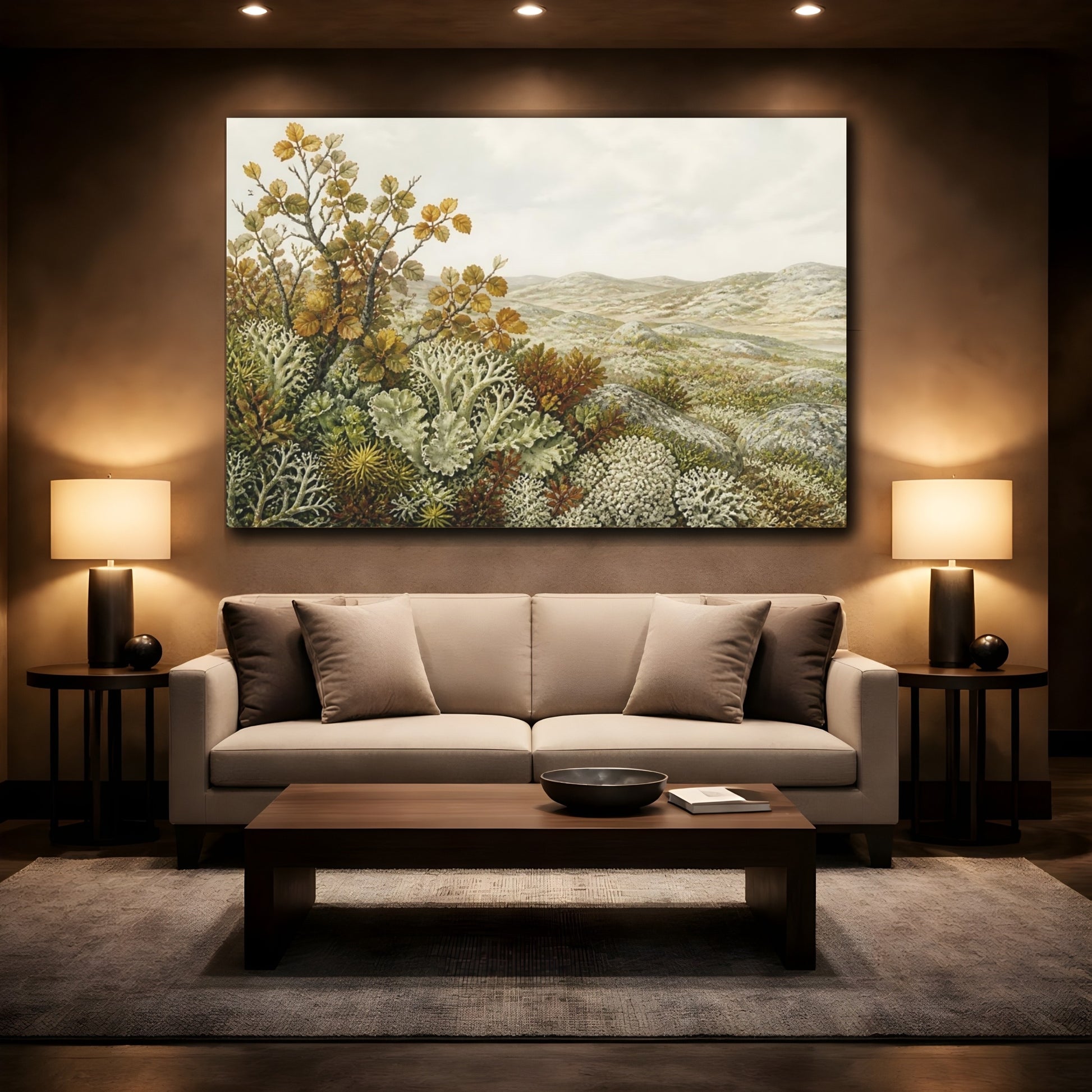 Mockup 2. Tundra Lichen Landscape shown as canvas print