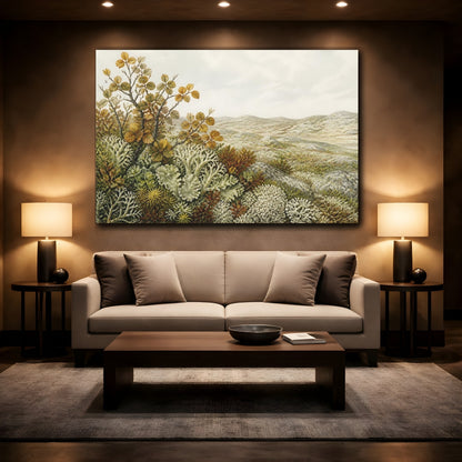 Mockup 2. Tundra Lichen Landscape shown as canvas print