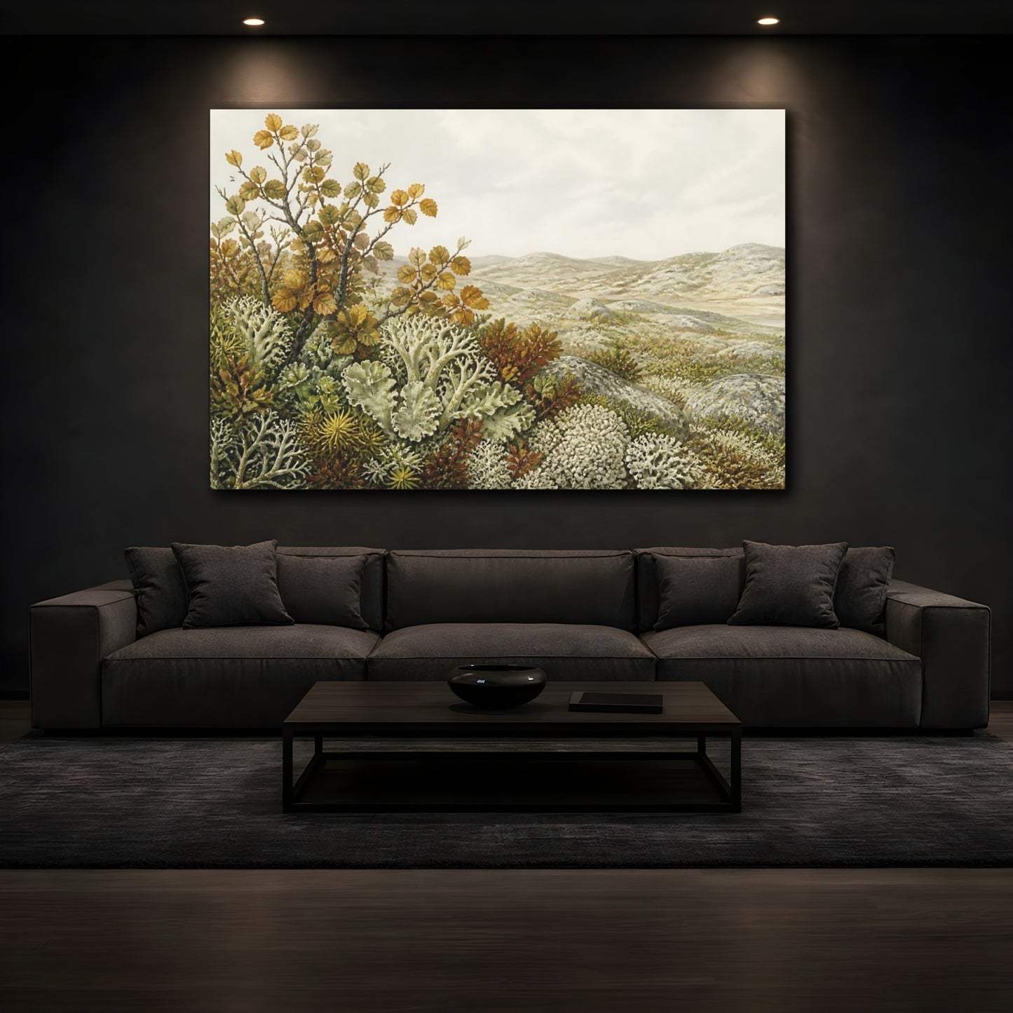 Mockup 3. Tundra Lichen Landscape shown as canvas print