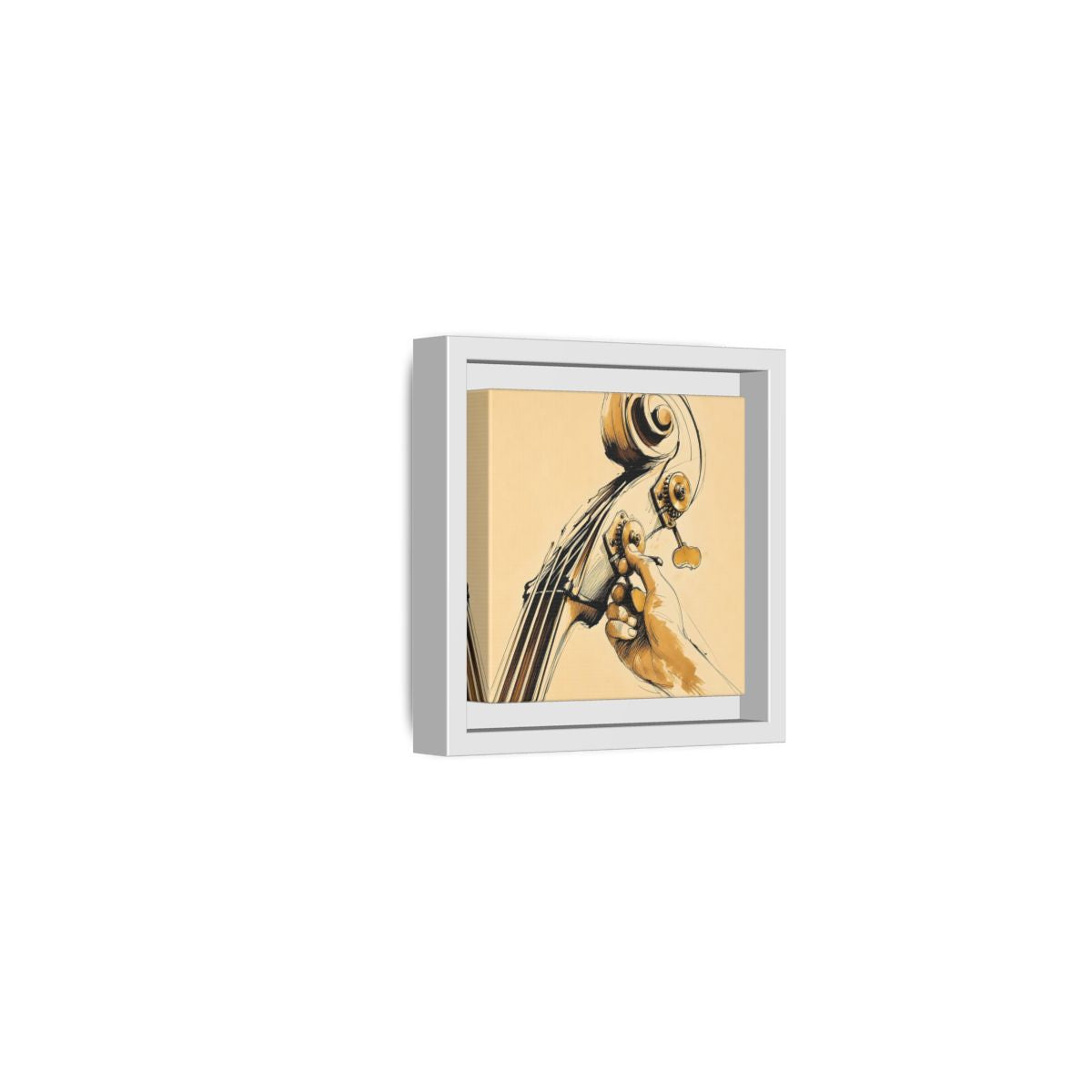Side Mockup 22. Tuning The Upright Bass shown as framed canvas print