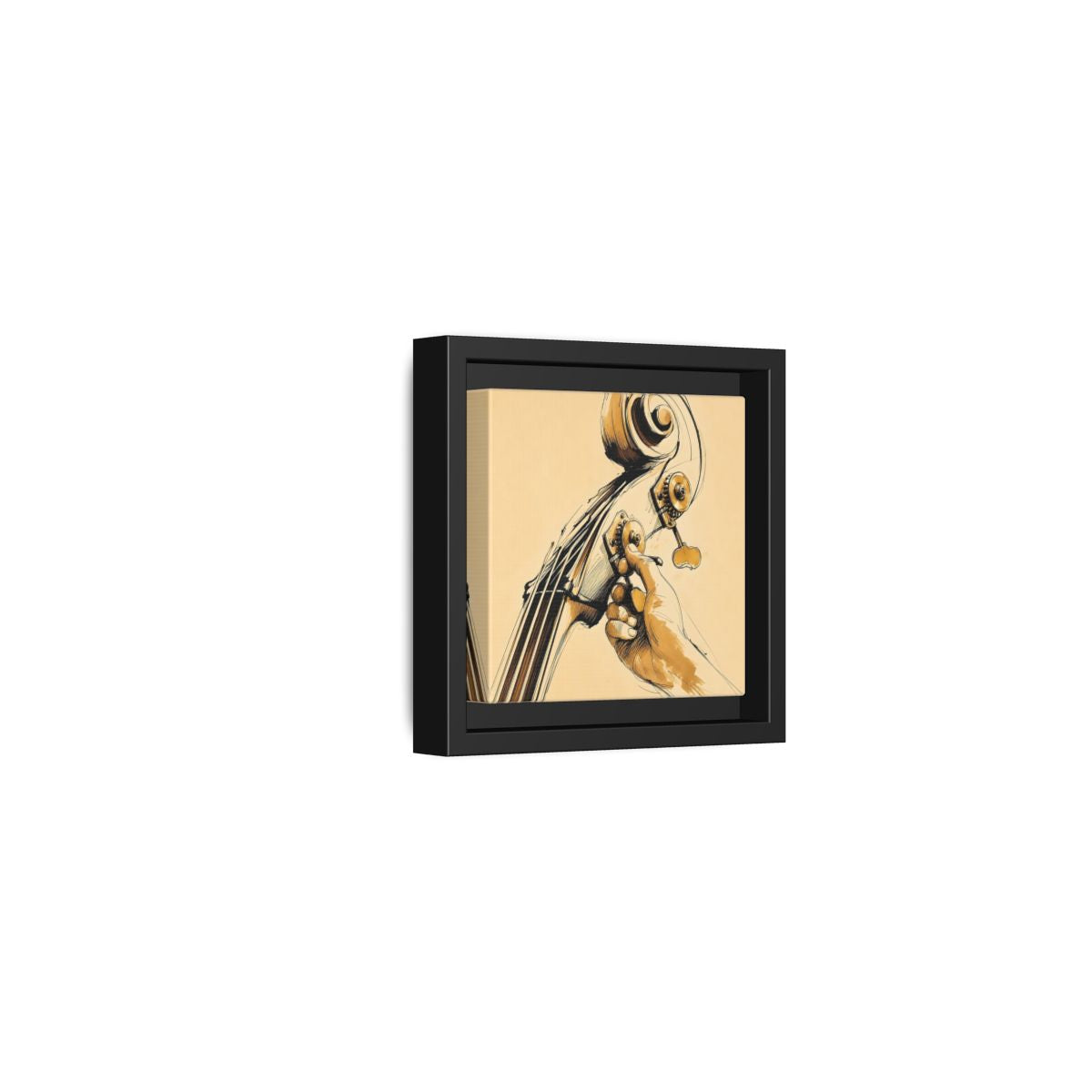 Side Mockup 24. Tuning The Upright Bass shown as framed canvas print