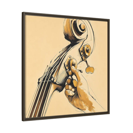 Main Mockup. Tuning The Upright Bass shown as framed canvas print