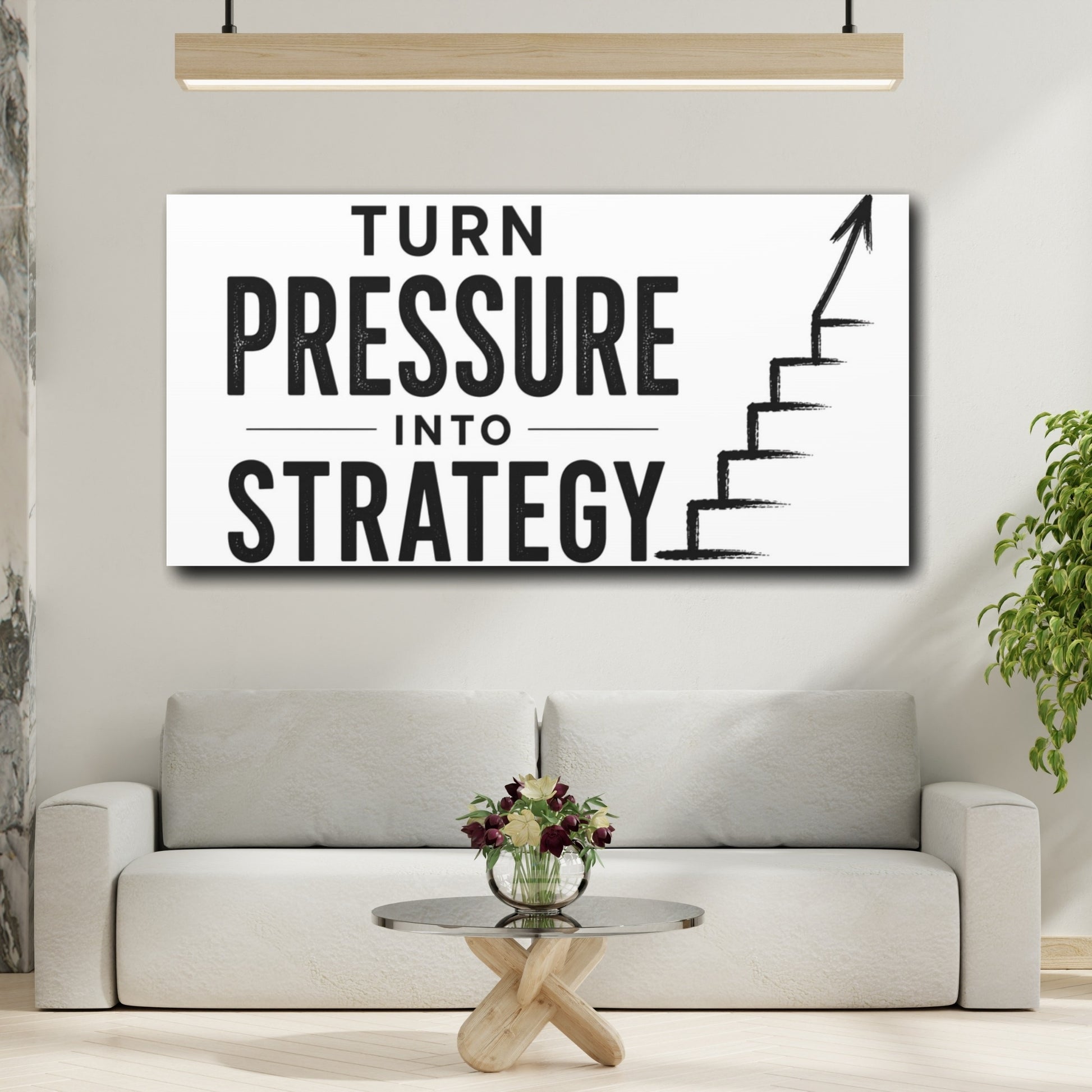 Mockup 2. Turn Pressure Into Strategy shown as canvas print